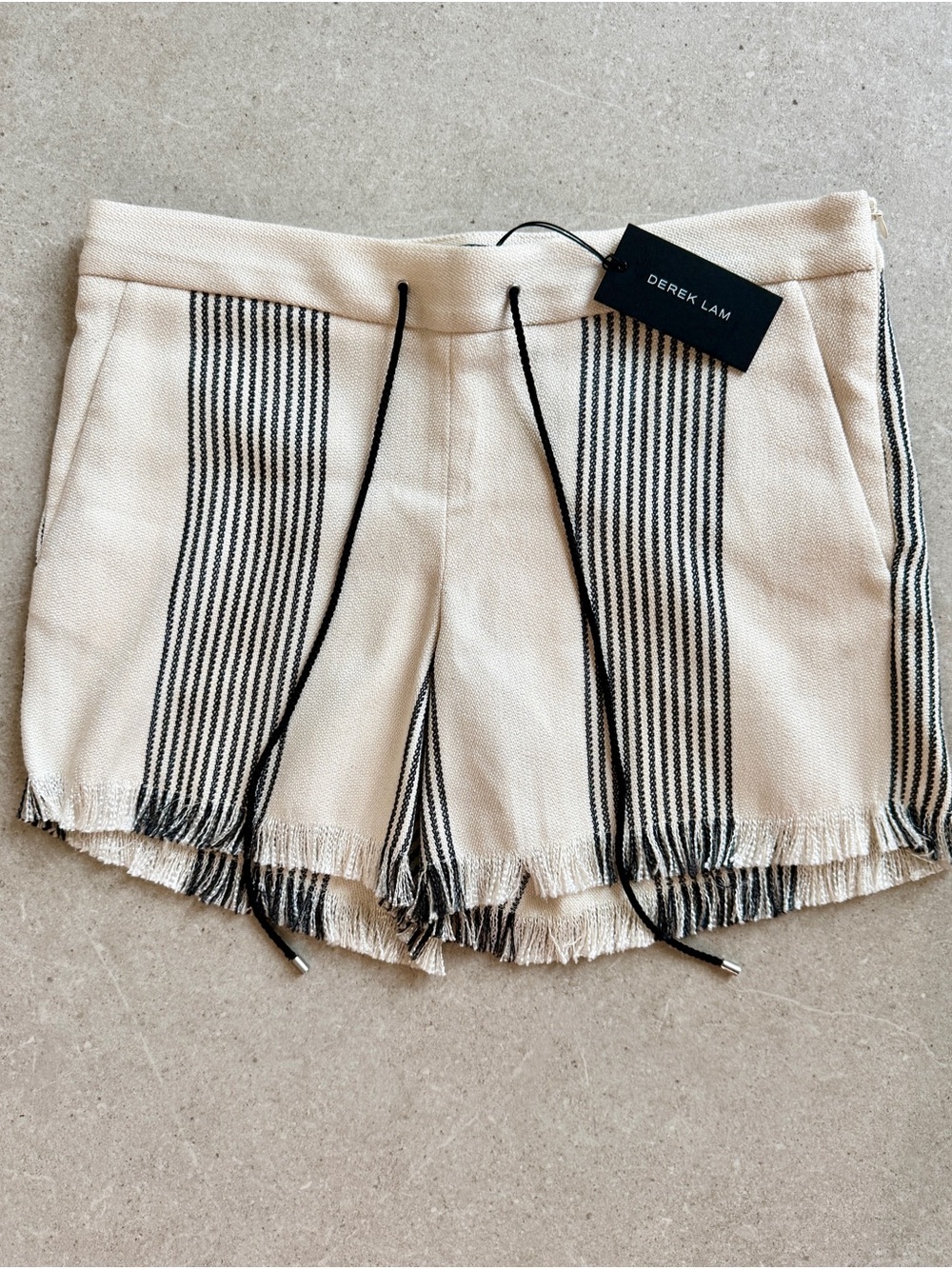 Derek Lam Cream Shorts with Black Vertical Stripes size small
